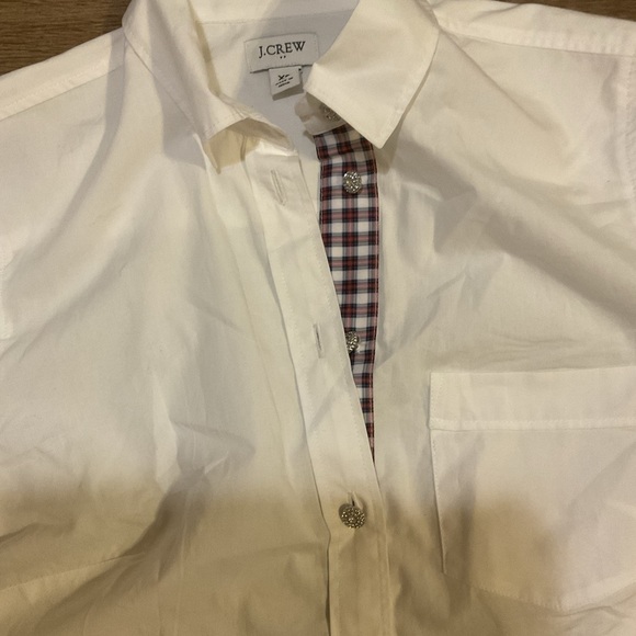 J Crew Tartan placket jeweled button-up cotton poplin shirt in signature fit XS - Picture 4 of 5